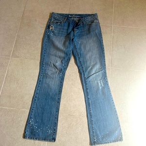 GUESS Malibu Boot Cut Mid Rise Distress Jeans Light Wash Sz 28